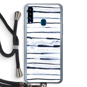 Ink Stripes: Samsung Galaxy A20s Transparant Hoesje met koord