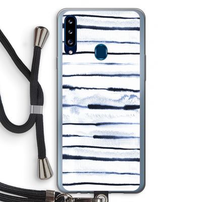Ink Stripes: Samsung Galaxy A20s Transparant Hoesje met koord