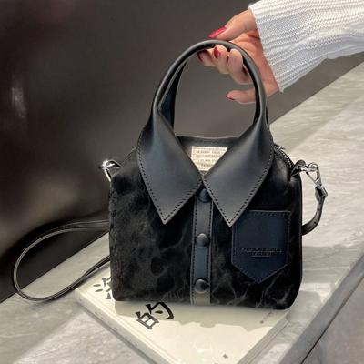 Blue Nylon Shirt Design Small Square Crossbody Bag - Satchel Black