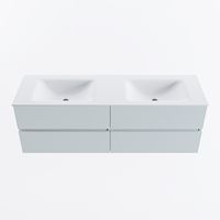 MONDIAZ VICA 150cm badmeubel onderkast Clay 4 lades. Wastafel CLOUD dubbel 2 kraangaten, kleur Talc.