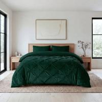 1+1 Gratis Wasbaar Lazy Dekbed Zonder Overtrek - Zonder Overtrek - Velvet Pintuck - Groen - Dekbed-Discounter.nl