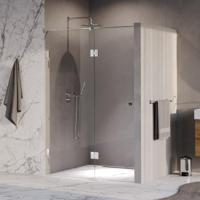 Brauer Void - Carving Nisdeur - 2-Delig - Helder Glas - 130 x 200 cm - Omkeerbaar - met Draaideur 60 cm - Aan Glas - incl. Glascoating - Chroom