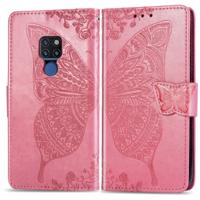 Vlinder liefde bloemen reliëf horizontale Flip lederen case voor Huawei mate 20 met houder & card slots & portemonnee & Lanyard (roze)