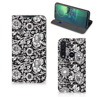 Motorola G8 Plus Smart Cover Black Flowers - thumbnail