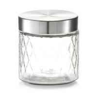 Zeller keuken voorraadpotten / bewaarpotten - 750 ml - geruit glas - 11 x 12 cm