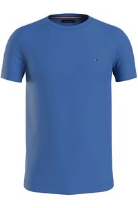 Tommy Hilfiger Slim Fit T-Shirt ronde hals blauw, Effen