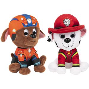 2x stuks Paw Patrol pluche karakters knuffels Marshall en Zuma 15 cm