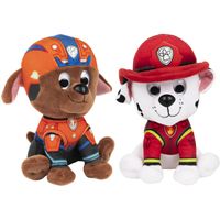 2x stuks Paw Patrol pluche karakters knuffels Marshall en Zuma 15 cm - thumbnail