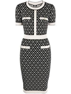 Elisabetta Franchi robe en maille à motif monogrammé - Noir