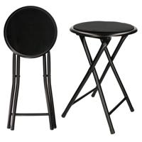 Excellent Houseware - bijzet krukje/stoel - 2x - Opvouwbaar - zwart - Krukjes - thumbnail