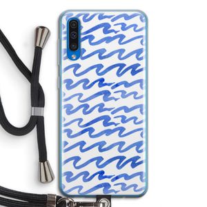 Blauwe golven: Samsung Galaxy A50 Transparant Hoesje met koord