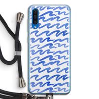 Blauwe golven: Samsung Galaxy A50 Transparant Hoesje met koord