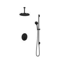 Hotbath Cobber Inbouw Regendoucheset Thermostaatkraan Met 2 Pushbuttons Rond, Plafondbuis 15cm, Hoofddouche 30cm, 3-Standen Handdouche En Glijstang Geborsteld Nikkel - thumbnail