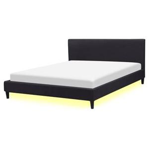 Beliani-FITOU -Tweepersoonsbed LED-Zwart-160 x 200 cm-Polyester