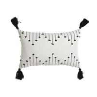 Kussen Home ESPRIT Wit Zwart Ruiten 50 x 15 x 30 cm