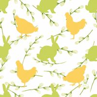 20x stuks paasdecoratie paaskonijnen en hanen servetten 33 x 33 cm geel / groen print   -