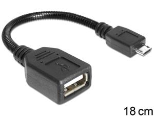 DeLOCK USB micro-B - USB 2.0-A, 0.18m USB-kabel 0,18 m Micro-USB B USB A Zwart