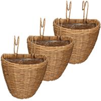 3x stuks balkonmand/plantenmand/plantenbak bruin rotan 42 cm