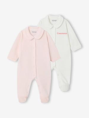 Set van 2 geribd fluwelen babyslaappakjes met opening voor rozen