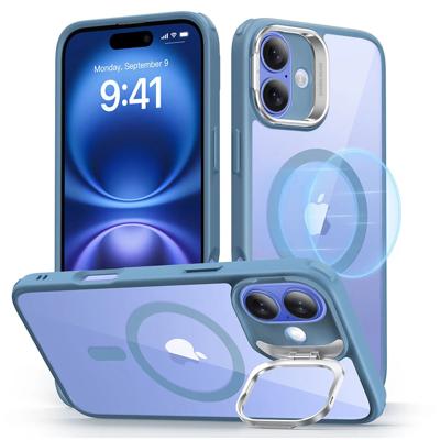 iPhone 16 Classic Hybrid Case with Stash Stand (HaloLock) - Clear Blue