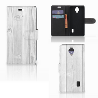 Huawei Y635 Book Style Case White Wood - thumbnail