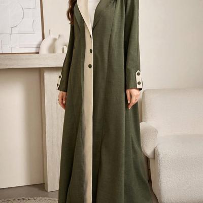 Najma Green Button Front Modest Abaya - Elegant Long Sleeve Maxi Robe Green / S