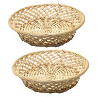 Broodmand rond - 2x - D33 cm - mandje rotan/riet