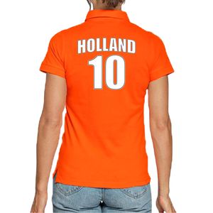 Oranje supporter poloshirt met rugnummer 10 - Holland / Nederland fan shirt voor dames