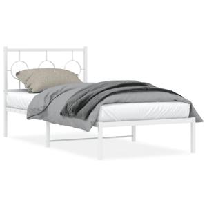 Bedframe met hoofdbord metaal wit 90x200 cm