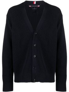 Tommy Hilfiger cardigan nervuré en maille épaisse - Bleu