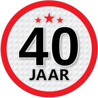 40 jaar leeftijd sticker - rond - Dia 15 cm - 40 jaar verjaardag/jubileum/leeftijd versiering