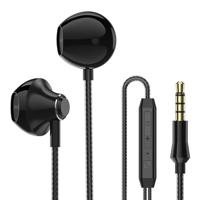 PTM D31 oortelefoon stereo Bass Eardphones met mic handsfree sport gaming Eardphones voor mobiele telefoons Samsung Xiaomi (zwart)
