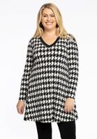 Yoek Tuniek met V-hals PIED DE POULE | Zwart | Maat 38/40