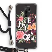 Hello in flowers: Xiaomi Redmi 9 Transparant Hoesje met koord