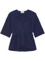 GANNI blouse volantée en seersucker - Bleu - thumbnail