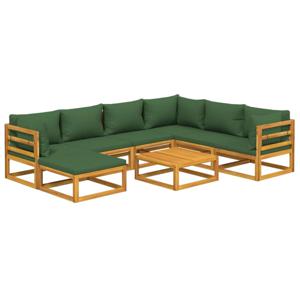 vidaXL 8-delige Loungeset met groene kussens massief hout