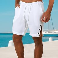 Voor heren Korte broek Zomer korte broeken Strandshorts Zak Trekkoord Recht been Effen Comfort Ademend Korte Casual Dagelijks Feestdagen 100% katoen Modieus Ontwerper Zwart Wit Lightinthebox