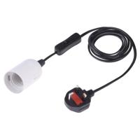 E27 Wire Cap schakelaar lamp houder kroonluchter stopcontact met 1.8 m verlengkabel grote UK plug (wit)