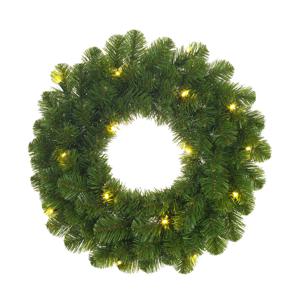 Mica Decorations Kerstkrans - kunst - groen - LED verlichting - 60 cm