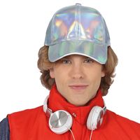 Guirca Glitter baseballcap petje - zilver metallic - verkleed accessoires - volwassenen - Eighties/disco   - - thumbnail