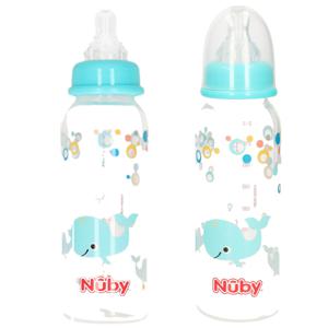 2x stuks lichtblauwe Nuby baby drinkfles 240 ml