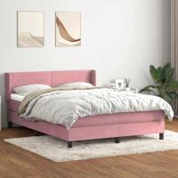 Boxspring met matras fluweel roze 160x210 cm