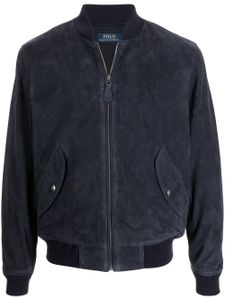 Polo Ralph Lauren veste bomber en daim à logo brodé - Bleu