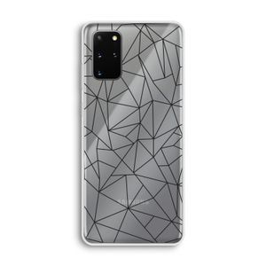 Geometrische lijnen zwart: Samsung Galaxy S20 Plus Transparant Hoesje