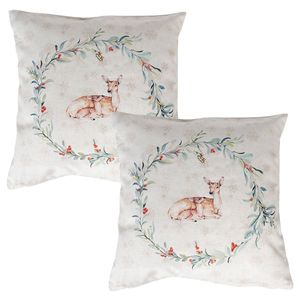 HAES DECO - Set van 2 Sierkussenhoezen - 40x40 cm - 100% Katoen - Dearly Christmas