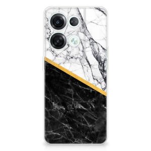 OPPO Reno8 Pro TPU Siliconen Hoesje Marmer Wit Zwart - Origineel Cadeau Man