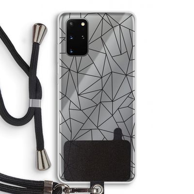 Geometrische lijnen zwart: Samsung Galaxy S20 Plus Transparant Hoesje met koord