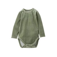 Little Indians newborn baby romper lange mouwen corduroy groen - thumbnail