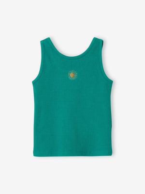 Geribbelde hemdje voor meisjes smaragdgroen