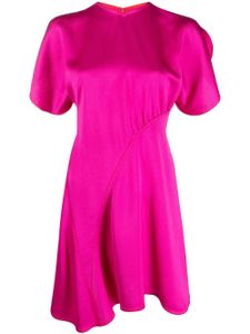 Victoria Beckham robe courte en satin à col rond - Rose